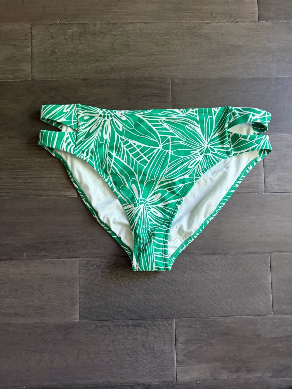 Tabitha Brown Green & White Leaf Print Bikini Bottom